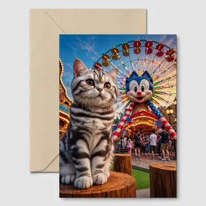 American Shorthair Cat Amusement Park Ferris Wheel