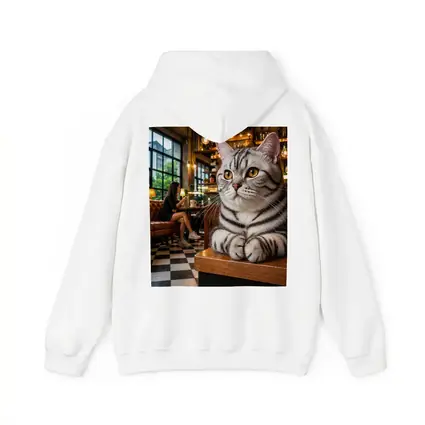 American Shorthair Cat Relaxing In Cafe