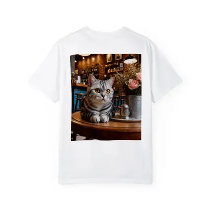 American Shorthair Cat Cozy Cafe Interior