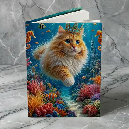 Orange Cat Crown Underwater Ocean Fantasy