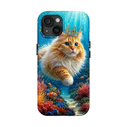 Orange Cat Crown Underwater Ocean Fantasy