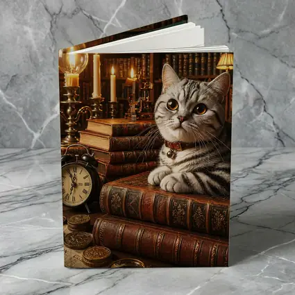 American Shorthair Cat Vintage Library Candlelight