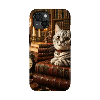 American Shorthair Cat Vintage Library Candlelight