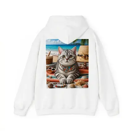 American Shorthair Cat Beach Summer Scene