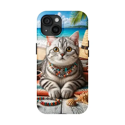 American Shorthair Cat Beach Summer Scene