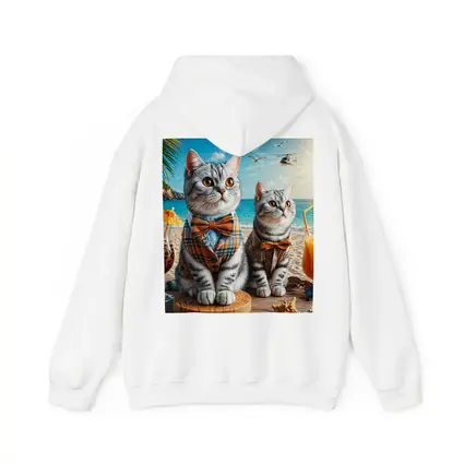 American Shorthair Cats Dressed Beach Scene