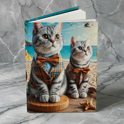 American Shorthair Cats Dressed Beach Scene