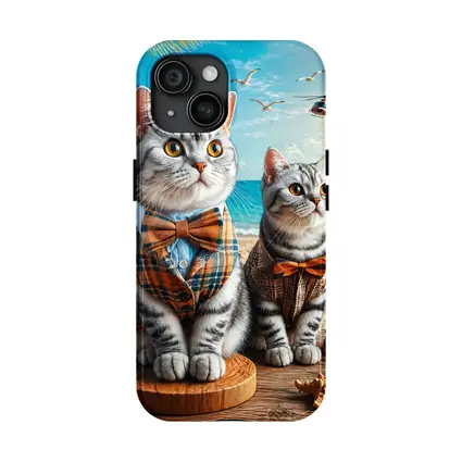 American Shorthair Cats Dressed Beach Scene