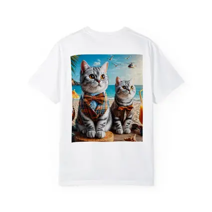 American Shorthair Cats Dressed Beach Scene