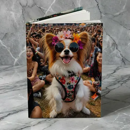 Papillon Dog Sunglasses Flowers Music Festival Crowd