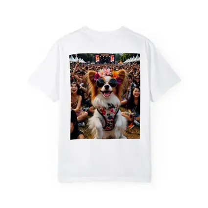 Papillon Dog Sunglasses Flowers Music Festival Crowd