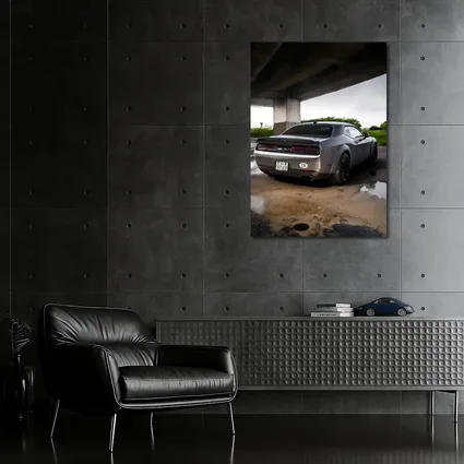 Dodge Challenger Hellcat Under Concrete Bridge