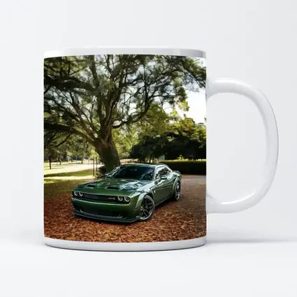 Dodge Challenger Green Muscle Car Autumn Park