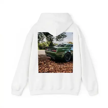 Dodge Challenger Green Muscle Car Autumn Leaves