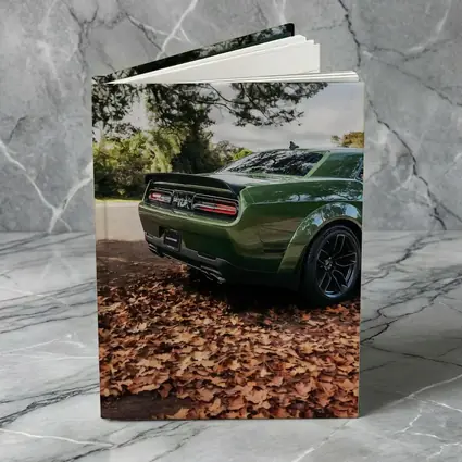 Dodge Challenger Green Muscle Car Autumn Leaves