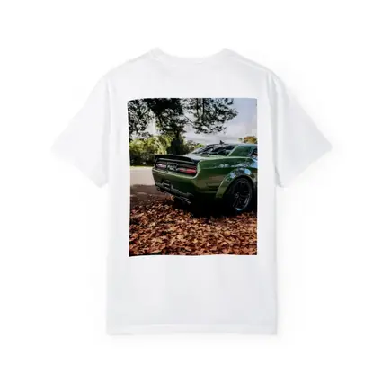 Dodge Challenger Green Muscle Car Autumn Leaves