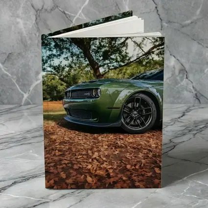 Dodge Challenger Green Muscle Car Autumn Leaves