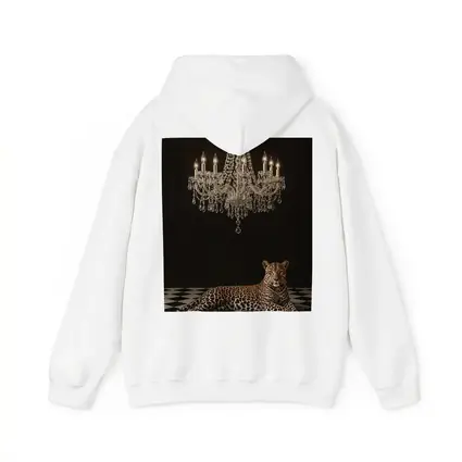 Leopard Resting Under Crystal Chandelier Dark