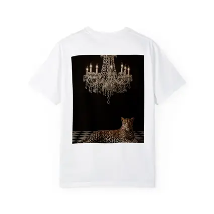 Leopard Resting Under Crystal Chandelier Dark