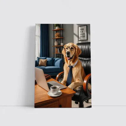 Golden Retriever Boss Dog Home Office