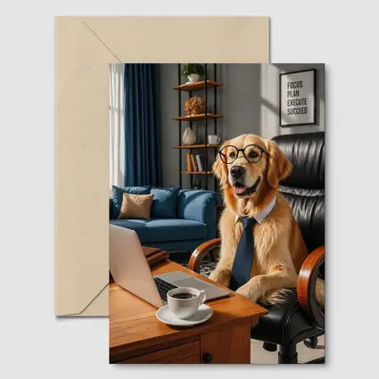 Golden Retriever Boss Dog Home Office