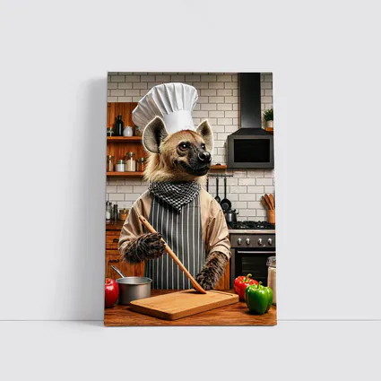 Hyena Chef Cooking in Modern Kitchen