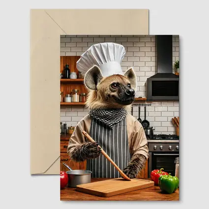 Hyena Chef Cooking in Modern Kitchen