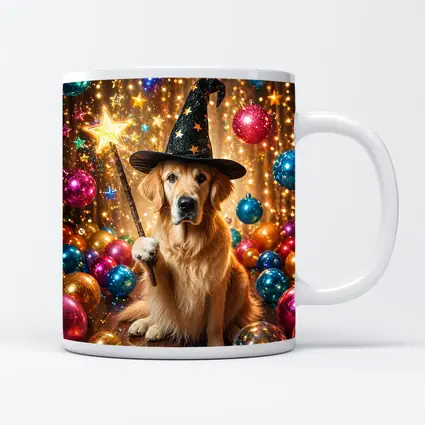 Golden Retriever Wizard Hat Magic Wand Balloons