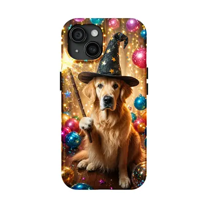 Golden Retriever Wizard Hat Magic Wand Balloons