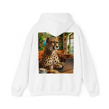 Cheetah in Glasses Working Cafe Laptop
