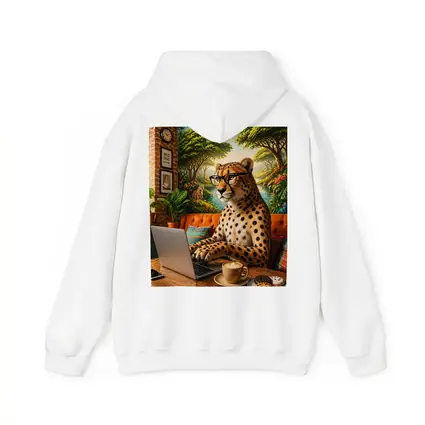 Cheetah in Glasses Working Laptop Cafe