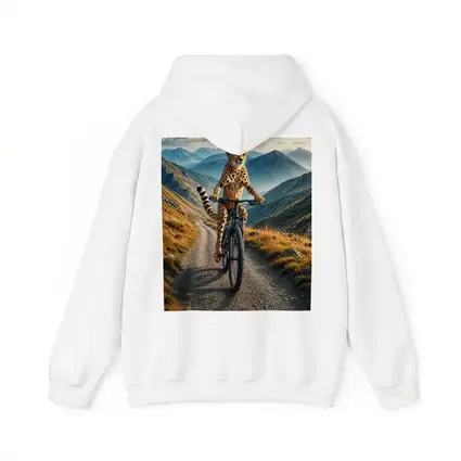 Cheetah Riding Bicycle on Mountain Road