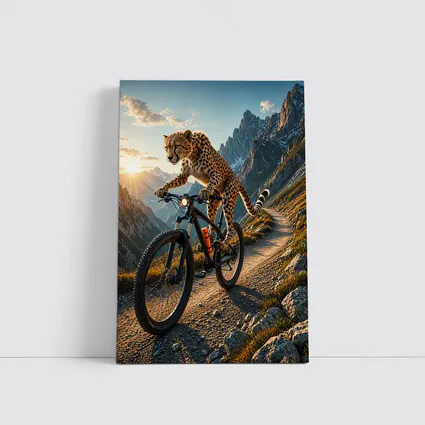Cheetah Riding Mountain Bike Alpine Trail Sunset