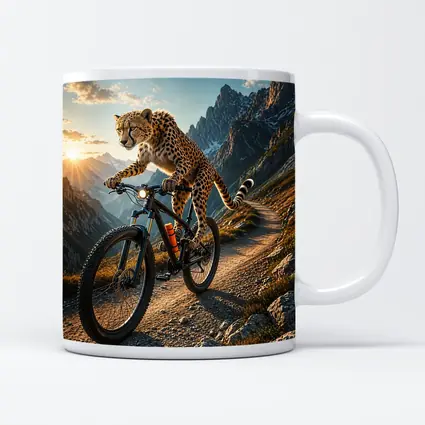 Cheetah Riding Mountain Bike Alpine Trail Sunset