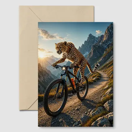 Cheetah Riding Mountain Bike Alpine Trail Sunset