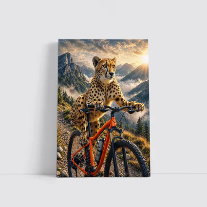 Cheetah Riding Mountain Bike Sunset Peaks