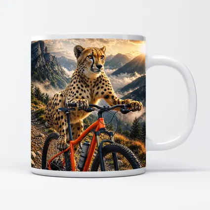 Cheetah Riding Mountain Bike Sunset Peaks