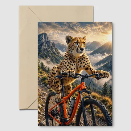 Cheetah Riding Mountain Bike Sunset Peaks