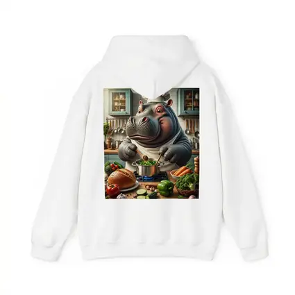 Hippo Chef Cooking Vegetables in Kitchen
