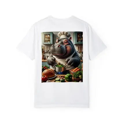 Hippo Chef Cooking Vegetables in Kitchen