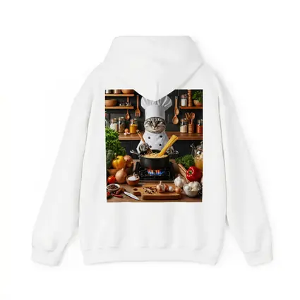 Chef Cat Cooking Pasta Kitchen Scene