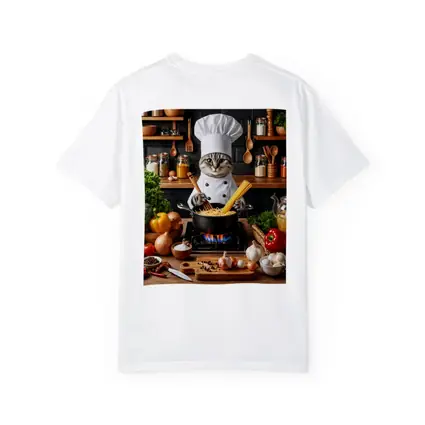Chef Cat Cooking Pasta Kitchen Scene