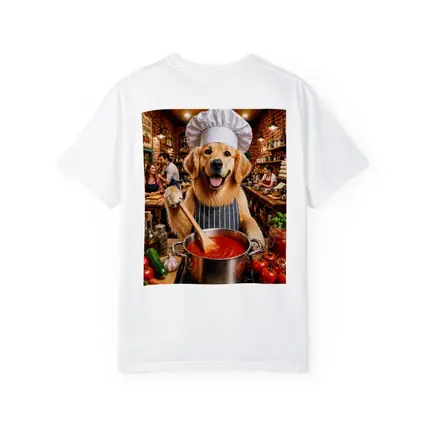 Golden Retriever Chef Cooking Italian Kitchen