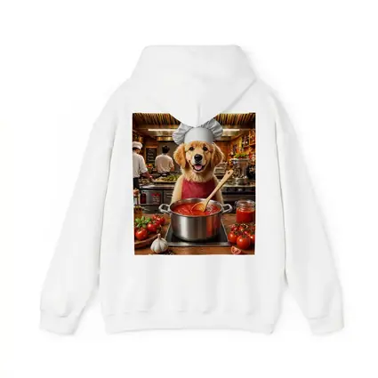 Golden Retriever Chef Cooking Italian Tomato Sauce