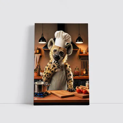 Hyena Chef Cooking In Warm Kitchen