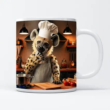 Hyena Chef Cooking In Warm Kitchen