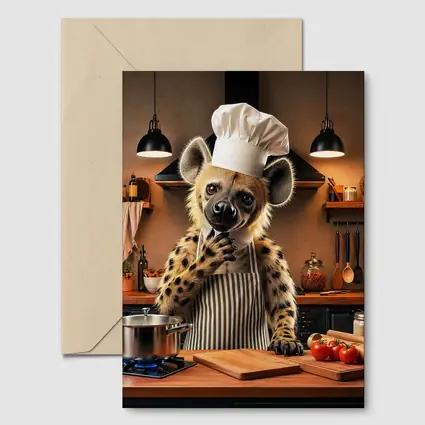 Hyena Chef Cooking In Warm Kitchen