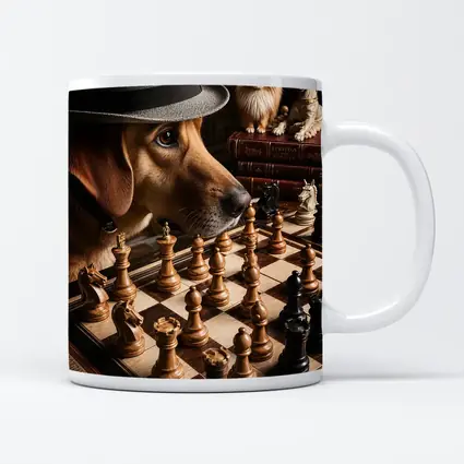 Labrador Dog Playing Chess With Hat