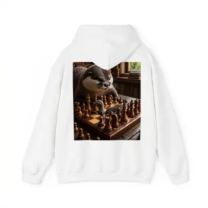 Otter Playing Chess On Wooden Table