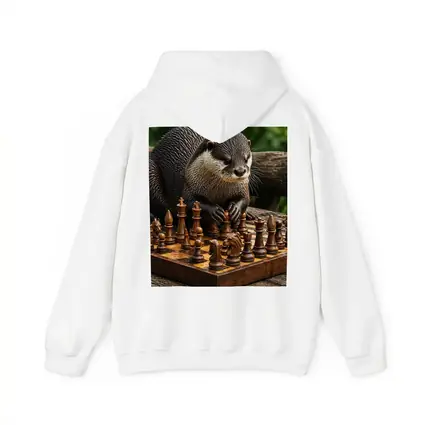 Otter Playing Chess On Wooden Board